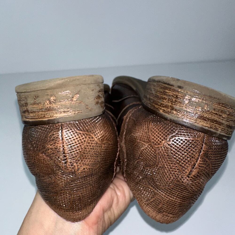 Earth Blythe Shoes Womens 7.5W Wide Brown Leather Comfort Cap Toe Oxford Slip On - Picture 9 of 12